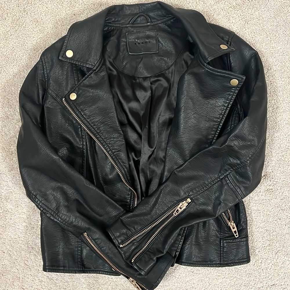 BLANKNYC LEATHER JACKET WITH GOLD TRIM
